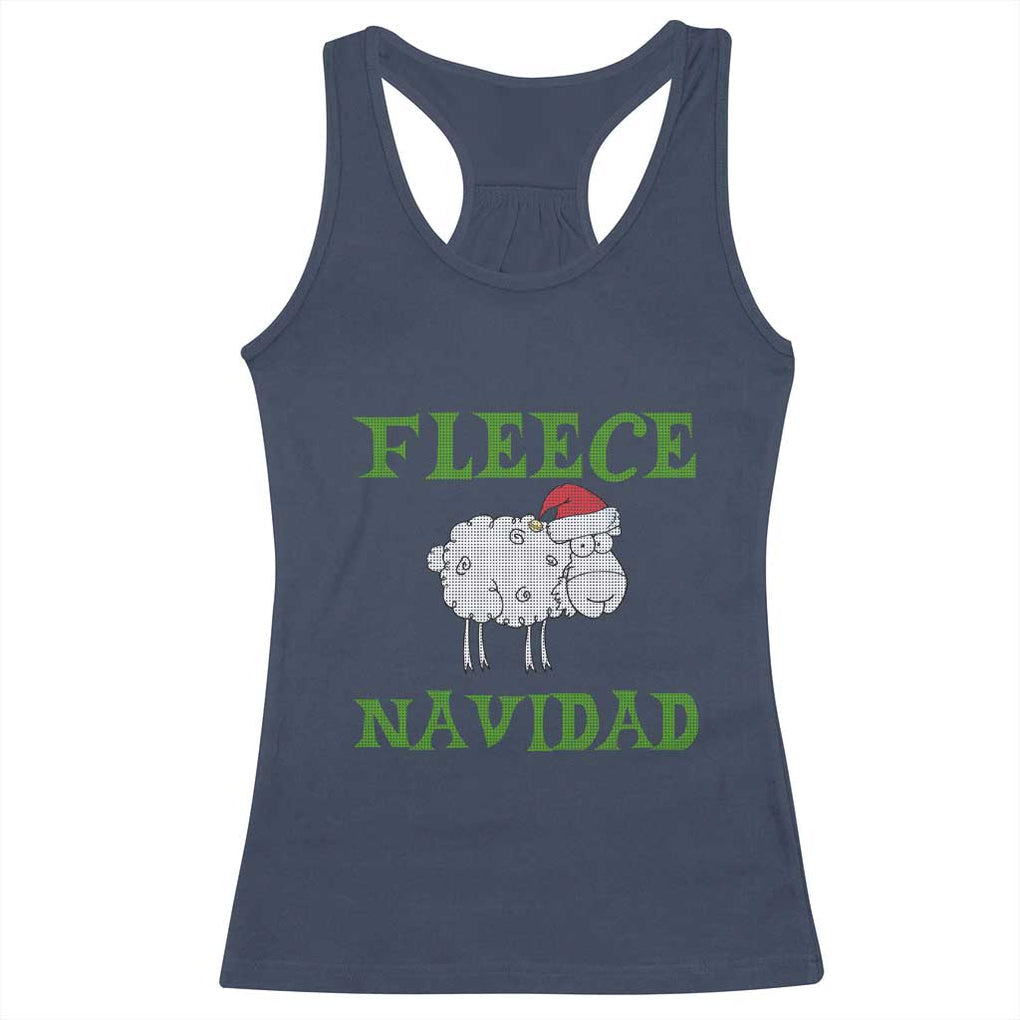 Funny Christmas Sheep Racerback Tank Top Fleece Navidad Feliz Festive Xmas TS02 Navy Print Your Wear