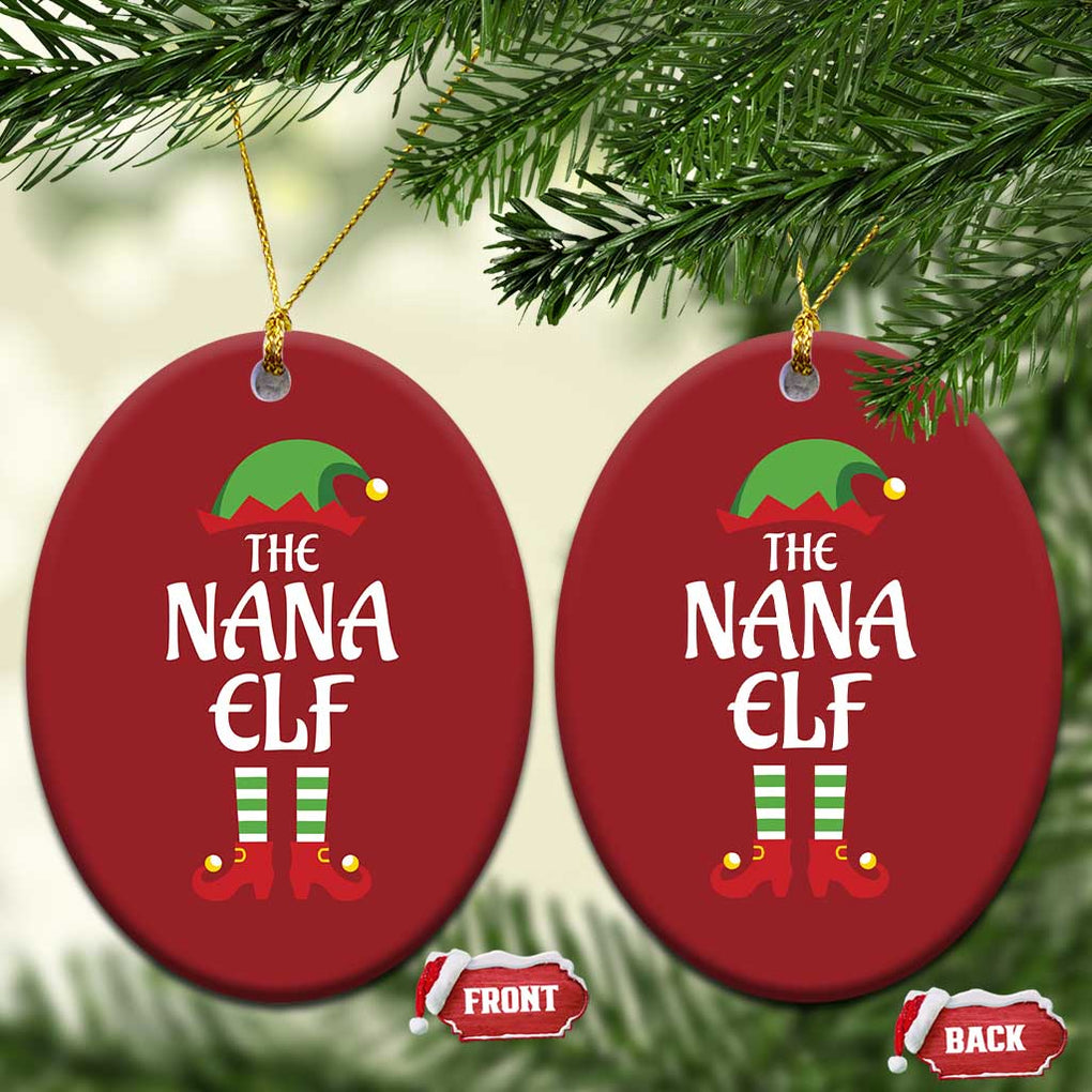 Xmas The Nana Elf Christmas Ornament Funny Grandma Xmas Family Matching TS02 Oval Red Print Your Wear