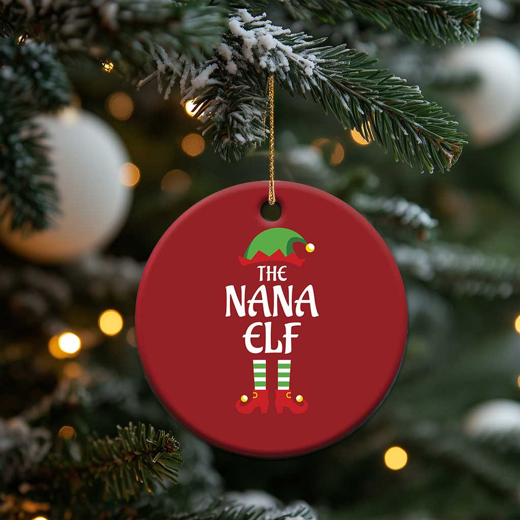 Xmas The Nana Elf Christmas Ornament Funny Grandma Xmas Family Matching TS02 Print Your Wear