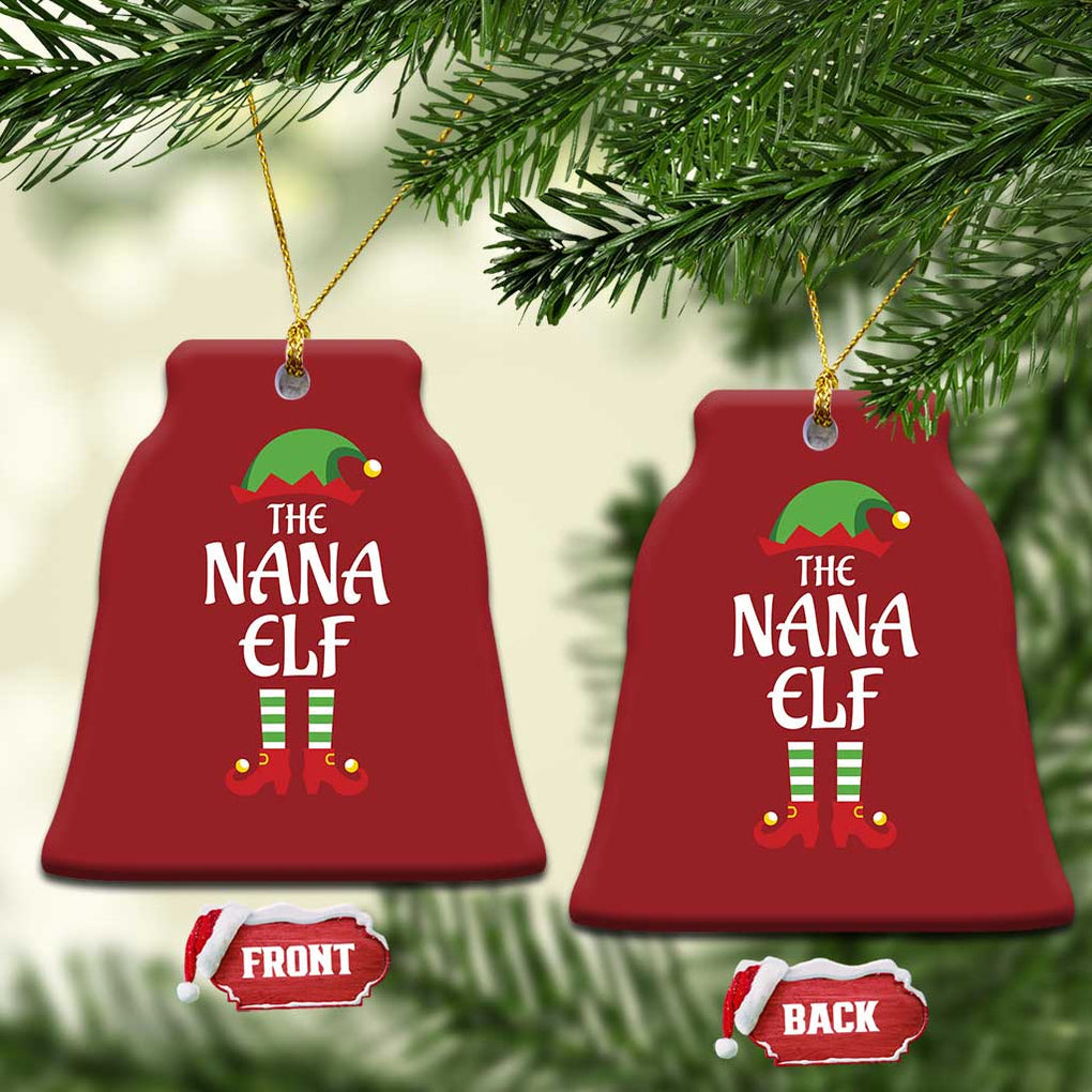 Xmas The Nana Elf Christmas Ornament Funny Grandma Xmas Family Matching TS02 Bell Flake Red Print Your Wear