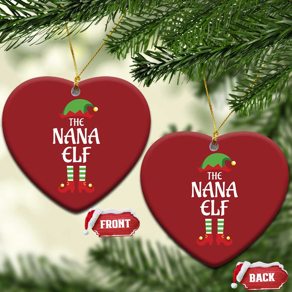 Xmas The Nana Elf Christmas Ornament Funny Grandma Xmas Family Matching TS02 Heart Red Print Your Wear