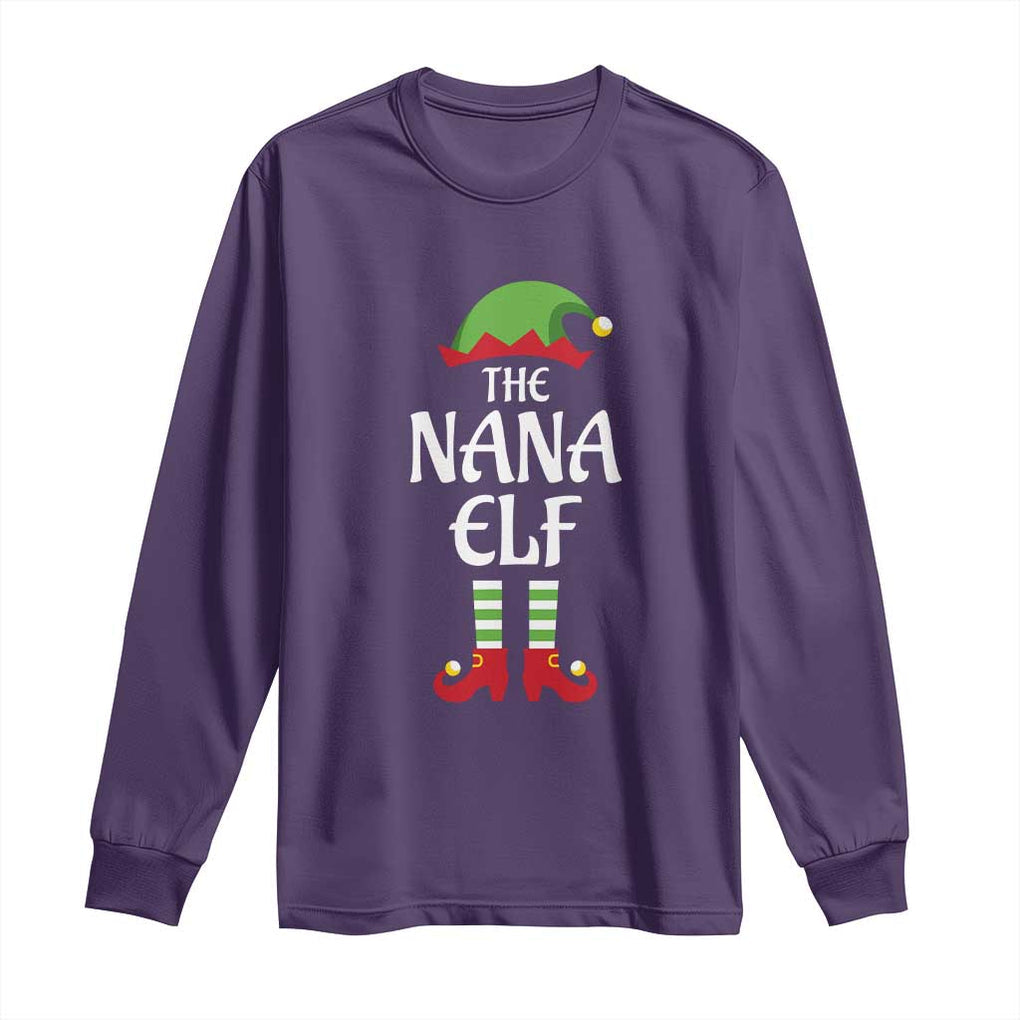 Christmas The Nana Elf Long Sleeve Shirt Funny Grandma Xmas Family Matching TS02 Purple Print Your Wear