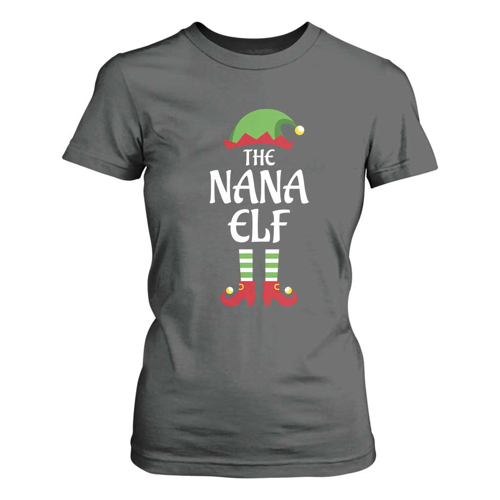 Christmas The Nana Elf T Shirt For Women Funny Grandma Xmas Family Matching TS02 Dark Heather Print Your Wear
