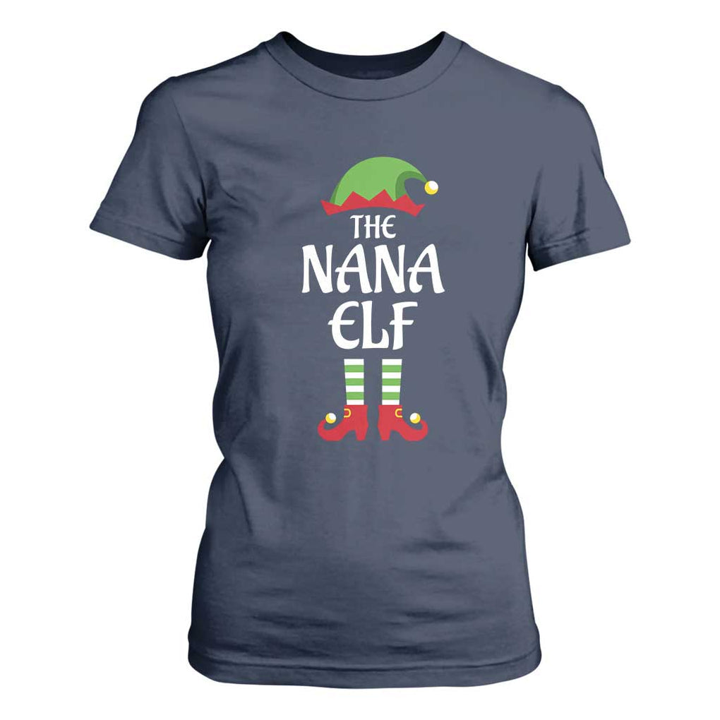 Christmas The Nana Elf T Shirt For Women Funny Grandma Xmas Family Matching TS02 Navy Print Your Wear