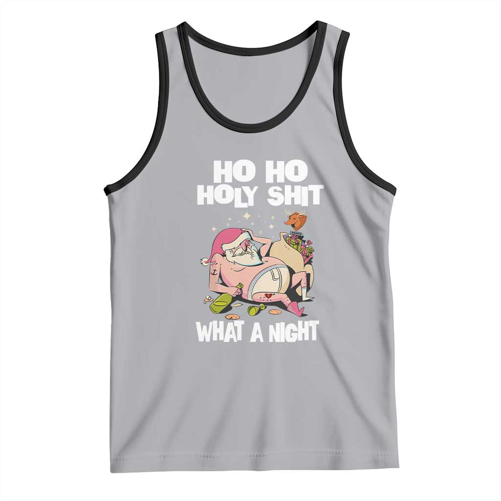 Funny Drunk Santa Tank Top Ho Ho Holy Shirt What A Night TS02 Athletic Heather Black Print Your Wear