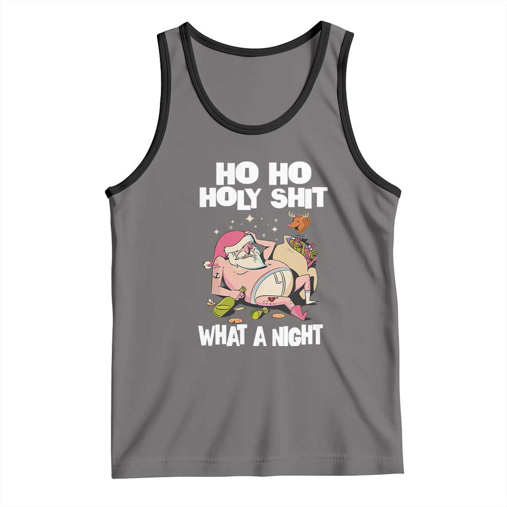 Funny Drunk Santa Tank Top Ho Ho Holy Shirt What A Night TS02 Deep Heather Black Print Your Wear