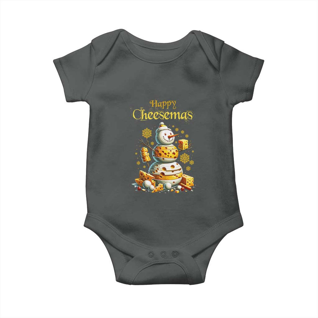 Christmas Cheese Lover Baby Onesie Happy Cheesemas Merry Xmas TS02 Dark Heather Print Your Wear
