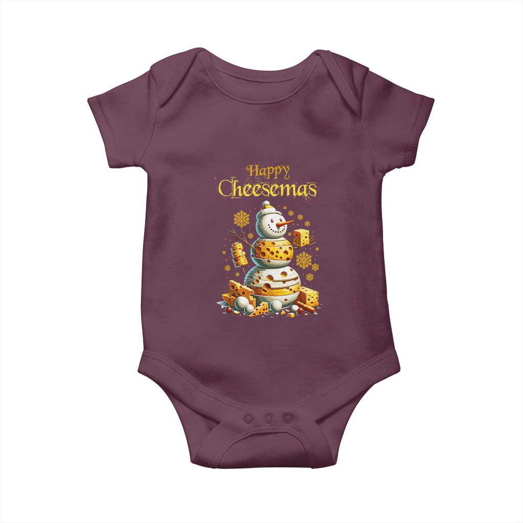 Christmas Cheese Lover Baby Onesie Happy Cheesemas Merry Xmas TS02 Maroon Print Your Wear