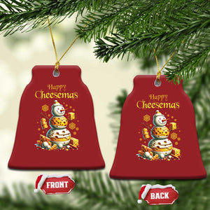 Xmas Cheese Lover Christmas Ornament Happy Cheesemas Merry Xmas TS02 Bell Flake Red Print Your Wear