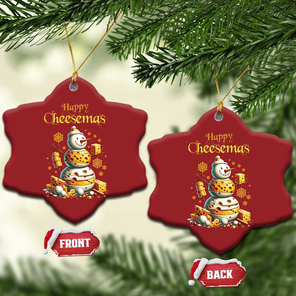 Xmas Cheese Lover Christmas Ornament Happy Cheesemas Merry Xmas TS02 Snow Flake Red Print Your Wear
