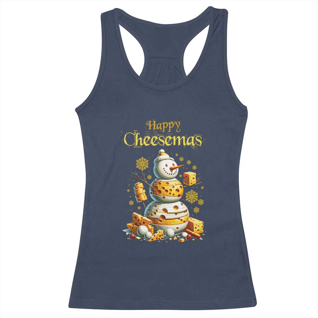 Christmas Cheese Lover Racerback Tank Top Happy Cheesemas Merry Xmas TS02 Navy Print Your Wear