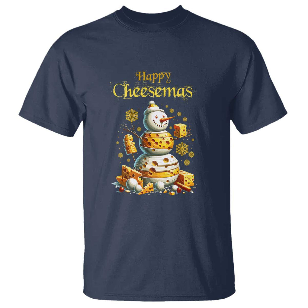 Christmas Cheese Lover T Shirt Happy Cheesemas Merry Xmas TS02 Navy Print Your Wear