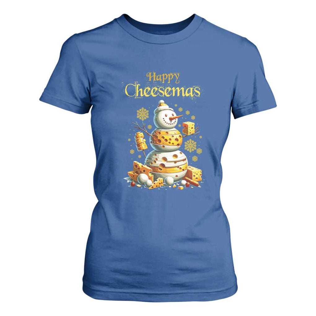 Christmas Cheese Lover T Shirt For Women Happy Cheesemas Merry Xmas TS02 Royal Blue Print Your Wear