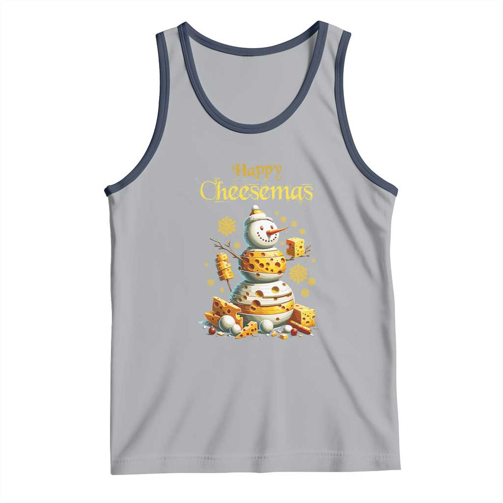 Christmas Cheese Lover Tank Top Happy Cheesemas Merry Xmas TS02 Athletic Heather Navy Print Your Wear