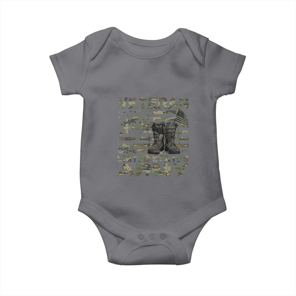 American Veteran Baby Onesie Of The US Army Camouflage Flag TS02 Charcoal Print Your Wear