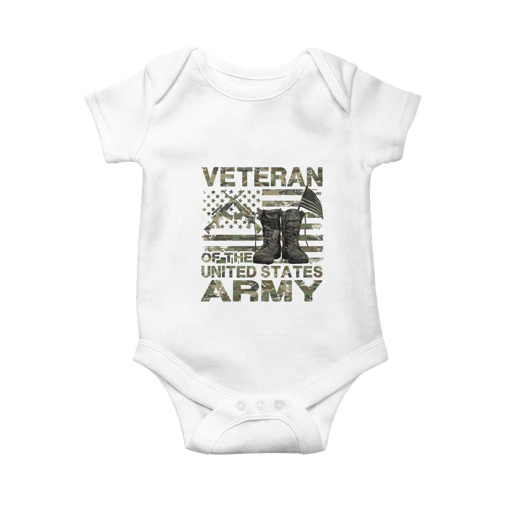 American Veteran Baby Onesie Of The US Army Camouflage Flag TS02 White Print Your Wear