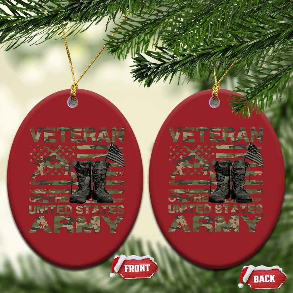 American Veteran Christmas Ornament Of The US Army Camouflage Flag TS02 Oval Red Print Your Wear