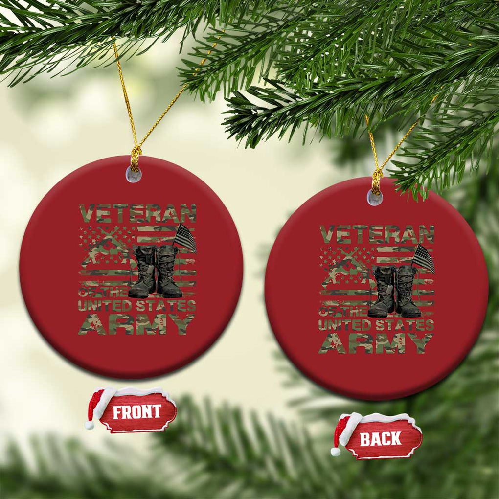 American Veteran Christmas Ornament Of The US Army Camouflage Flag TS02 Circle Red Print Your Wear