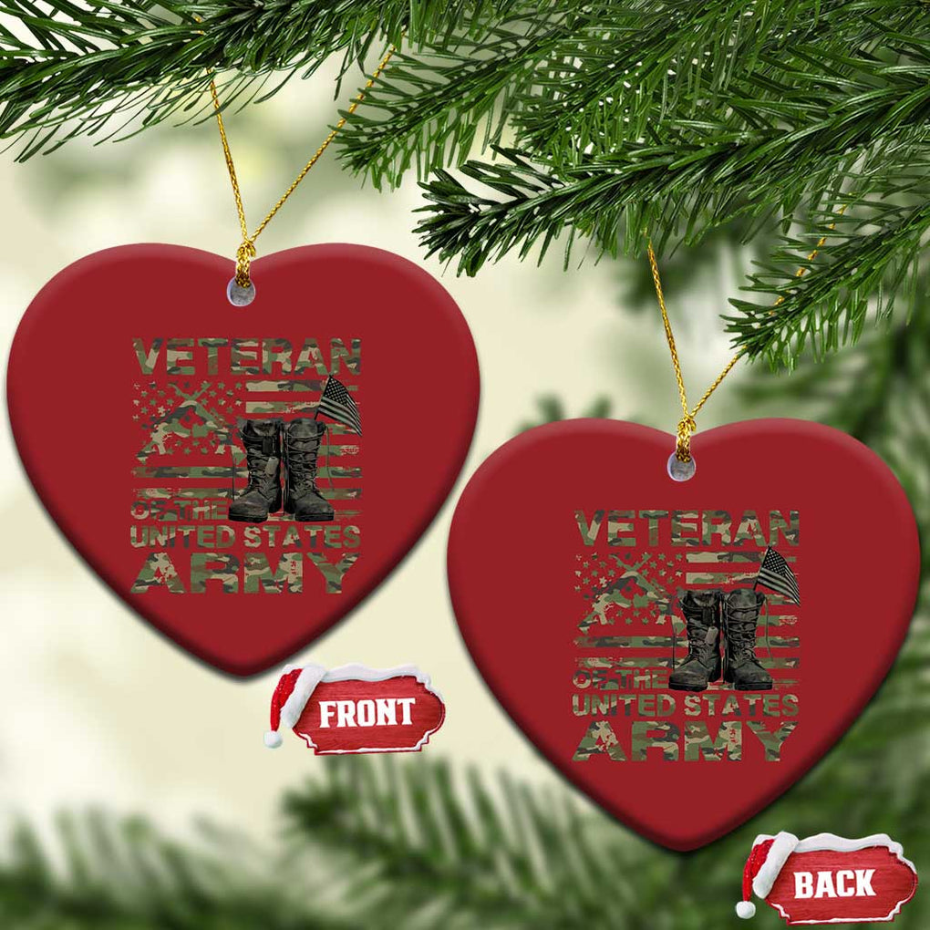 American Veteran Christmas Ornament Of The US Army Camouflage Flag TS02 Heart Red Print Your Wear