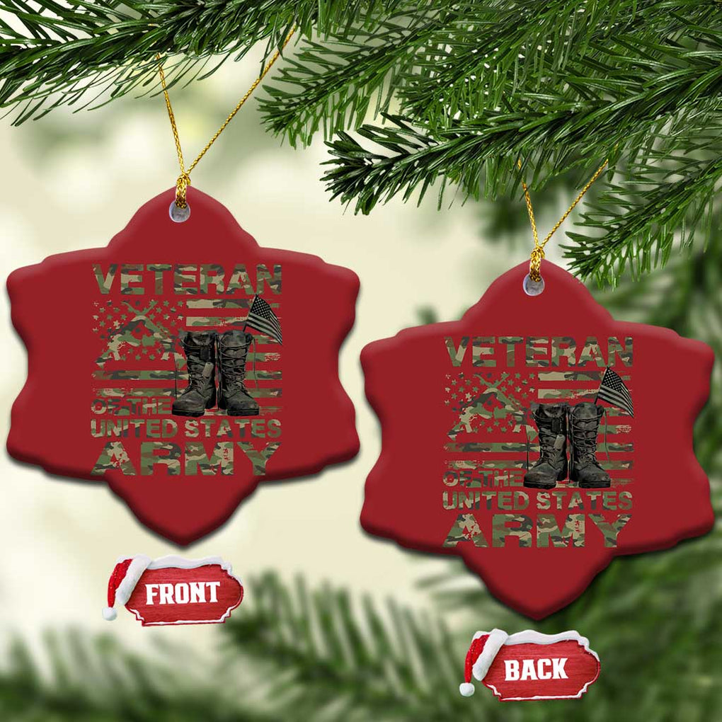 American Veteran Christmas Ornament Of The US Army Camouflage Flag TS02 Snow Flake Red Print Your Wear
