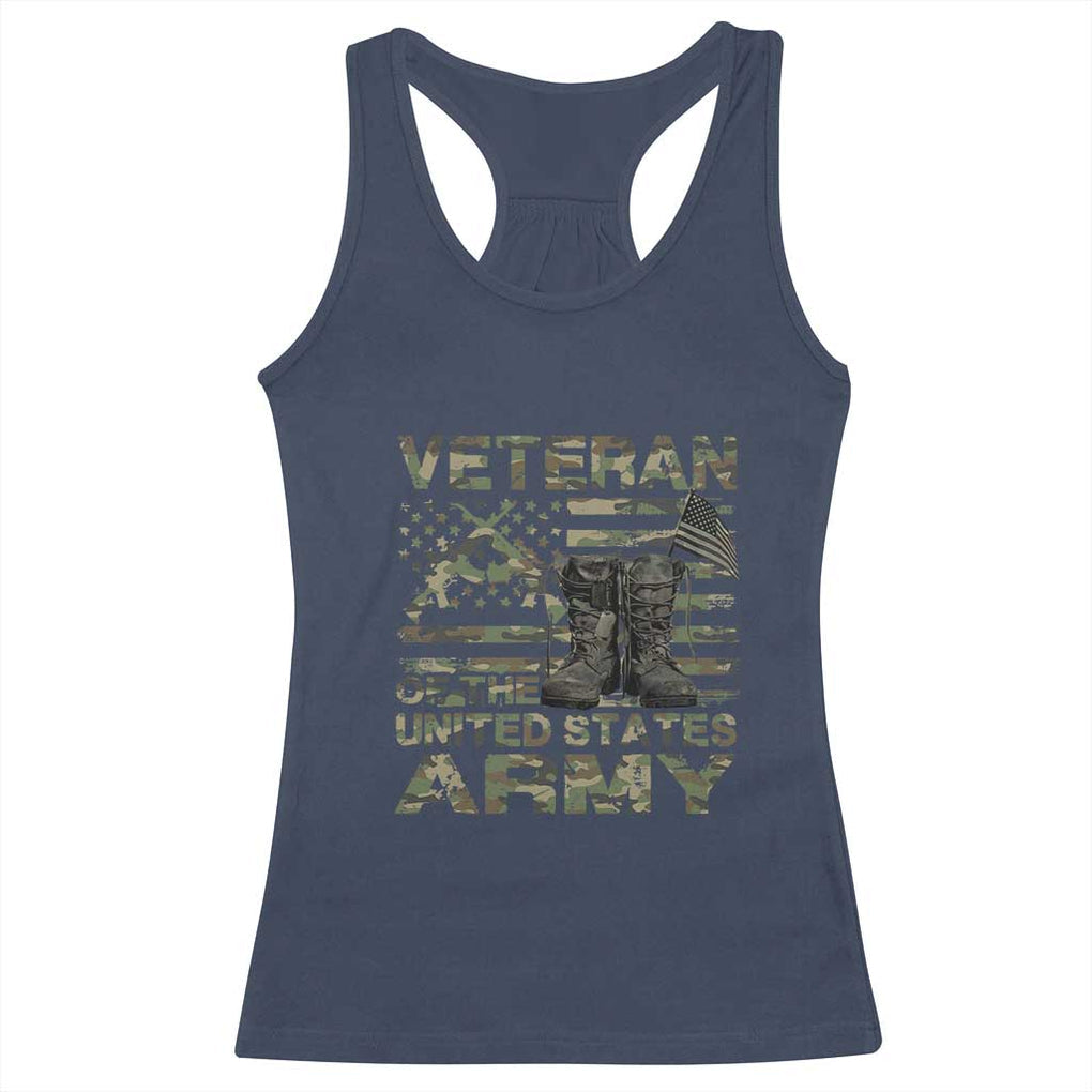 American Veteran Racerback Tank Top Of The US Army Camouflage Flag TS02 Navy Print Your Wear
