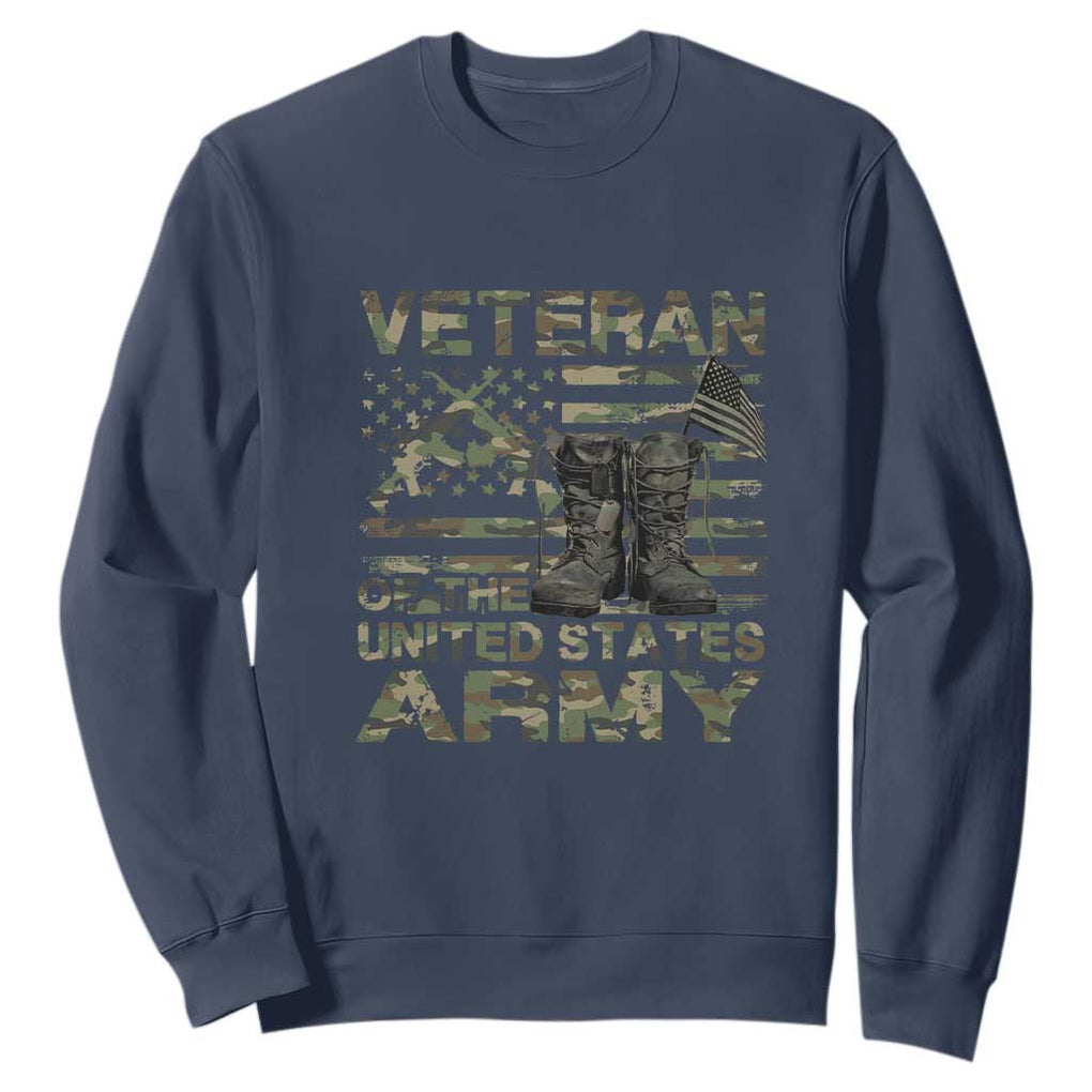 American Veteran Sweatshirt Of The US Army Camouflage Flag TS02 Navy Print Your Wear