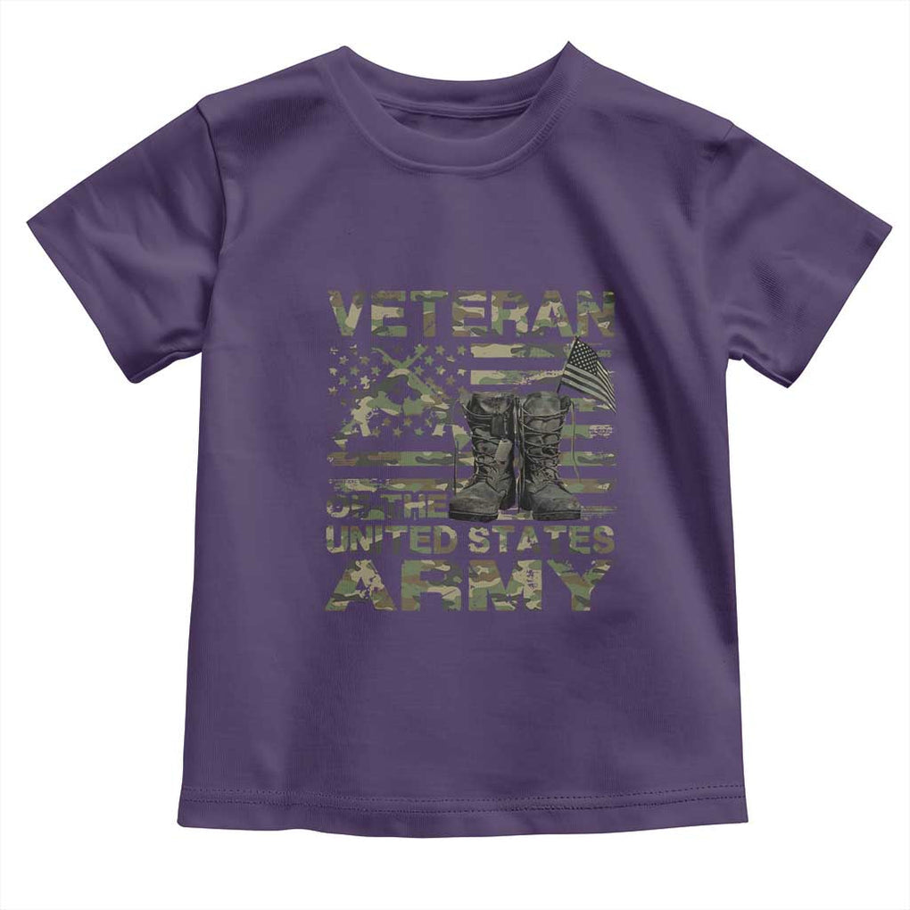 American Veteran Toddler T Shirt Of The US Army Camouflage Flag TS02 Purple Print Your Wear