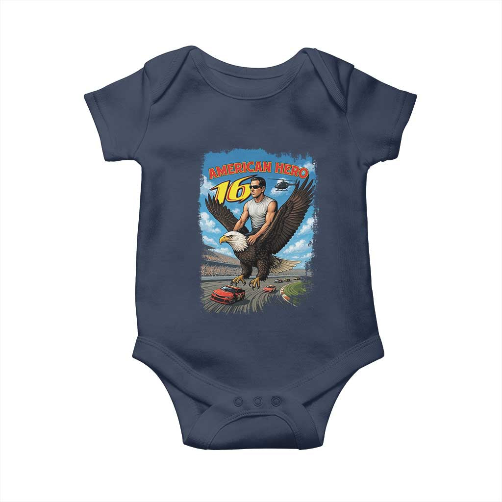 Patriotic Americanana Speed Legend 16 Tribute Baby Onesie American Hero Bald Eagle Speedway Memorial TS02 Navy Print Your Wear