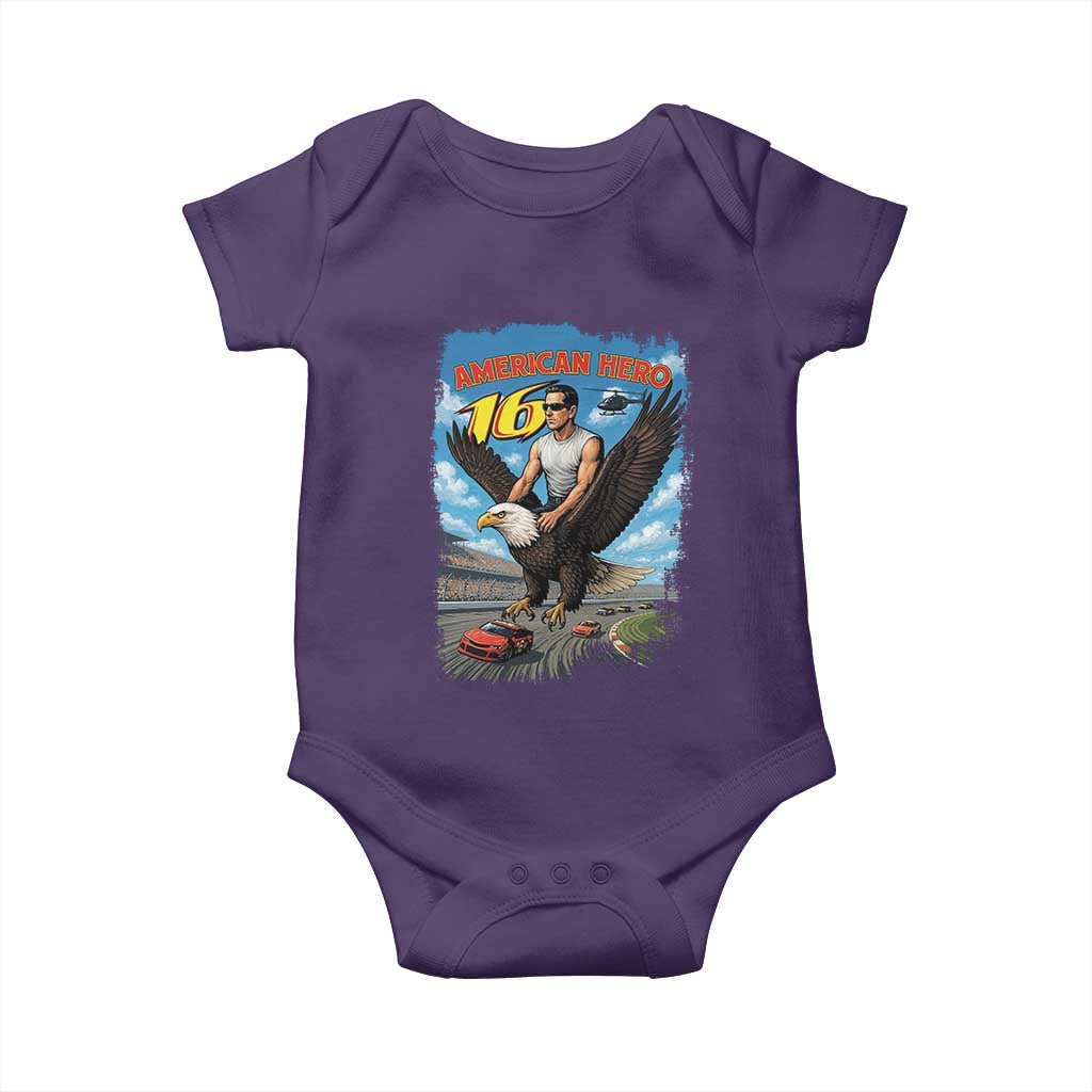 Patriotic Americanana Speed Legend 16 Tribute Baby Onesie American Hero Bald Eagle Speedway Memorial TS02 Purple Print Your Wear
