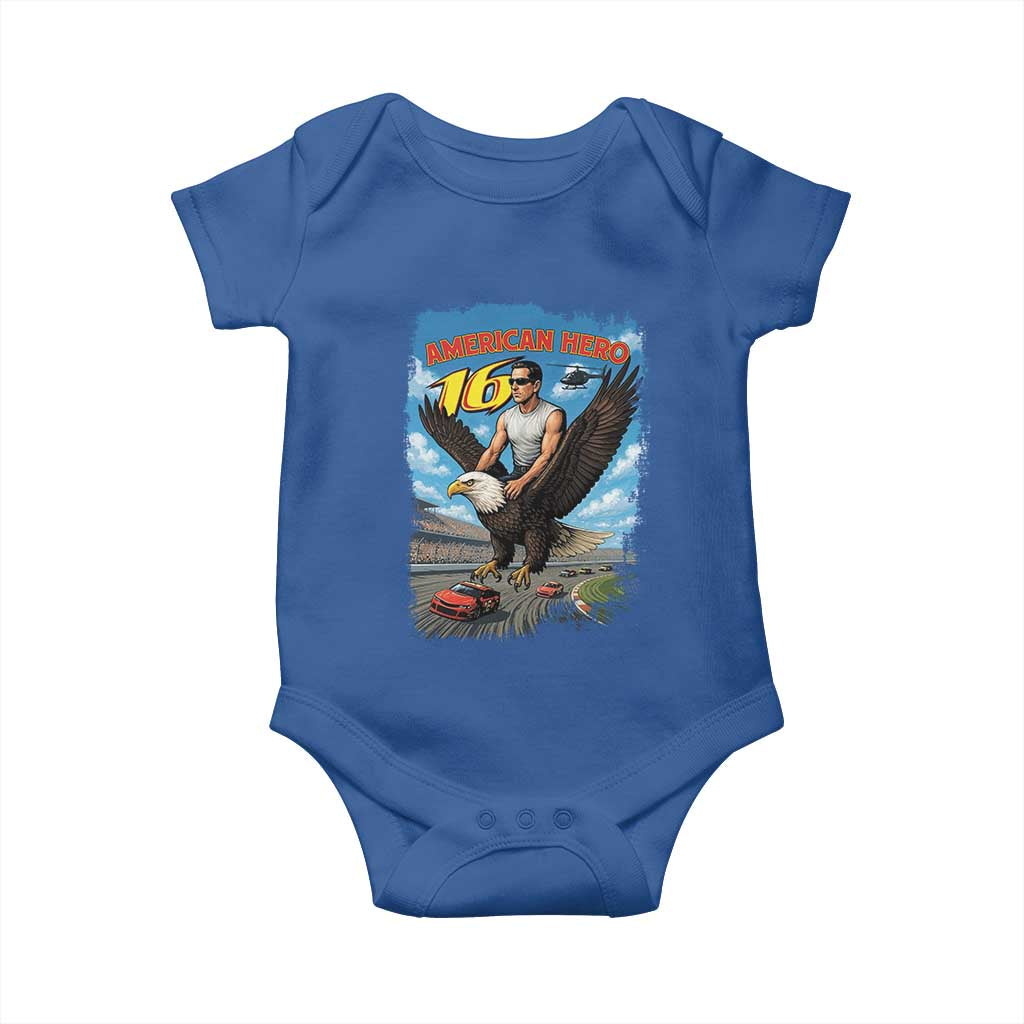 Patriotic Americanana Speed Legend 16 Tribute Baby Onesie American Hero Bald Eagle Speedway Memorial TS02 Royal Blue Print Your Wear