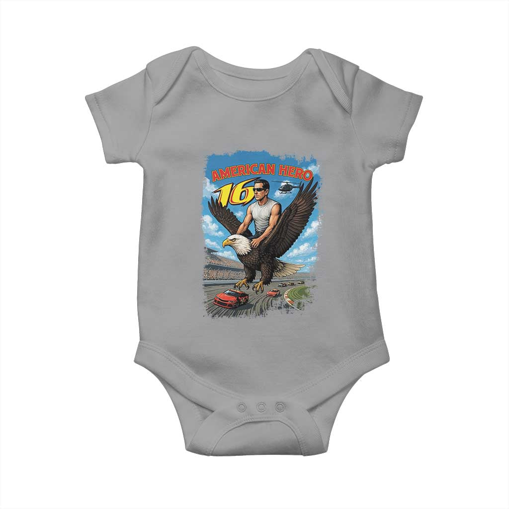 Patriotic Americanana Speed Legend 16 Tribute Baby Onesie American Hero Bald Eagle Speedway Memorial TS02 Sport Gray Print Your Wear