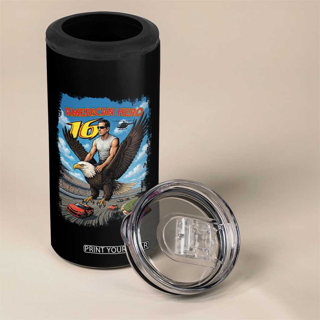 Patriotic Americanana Speed Legend 16 Tribute 4 in 1 Can Cooler Tumbler American Hero Bald Eagle Speedway Memorial TS02 Print Your Wear