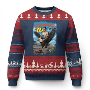 Patriotic Americanana Speed Legend 16 Tribute Ugly Christmas Sweater American Hero Bald Eagle Speedway Memorial TS02 Navy Red Print Your Wear