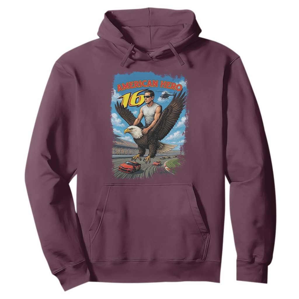 Patriotic Americanana Speed Legend 16 Tribute Hoodie American Hero Bald Eagle Speedway Memorial TS02 Maroon Print Your Wear