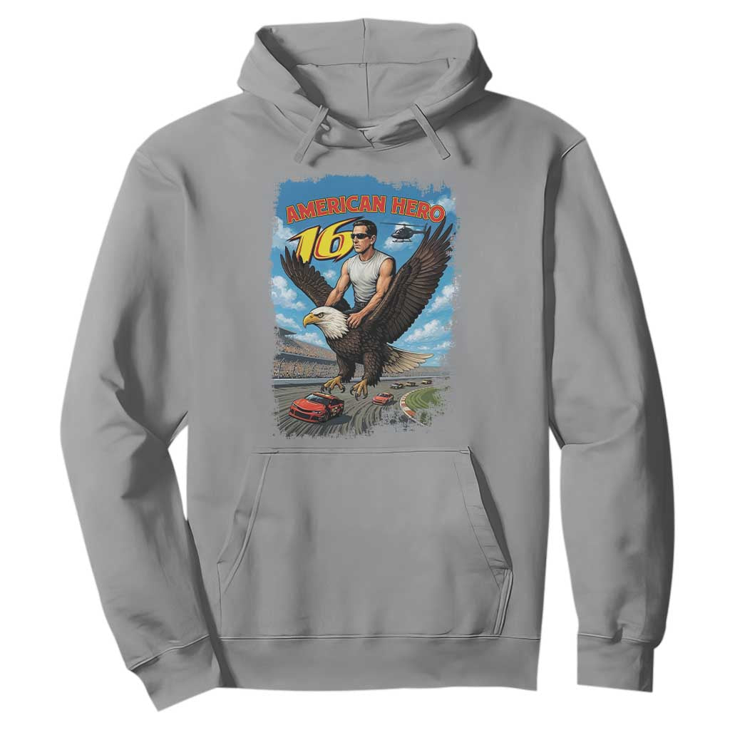 Patriotic Americanana Speed Legend 16 Tribute Hoodie American Hero Bald Eagle Speedway Memorial TS02 Sport Gray Print Your Wear