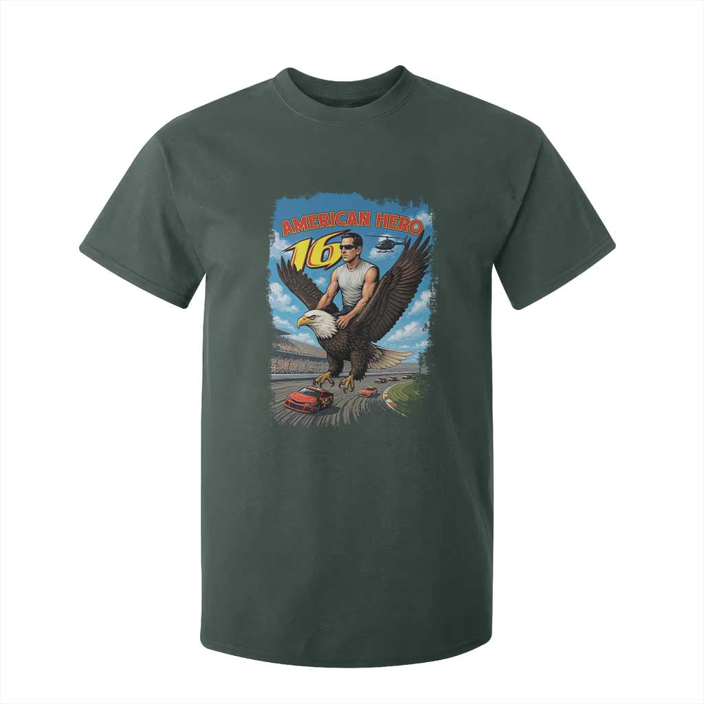 Patriotic Americanana Speed Legend 16 Tribute T Shirt For Kid American Hero Bald Eagle Speedway Memorial TS02 Dark Forest Green Print Your Wear