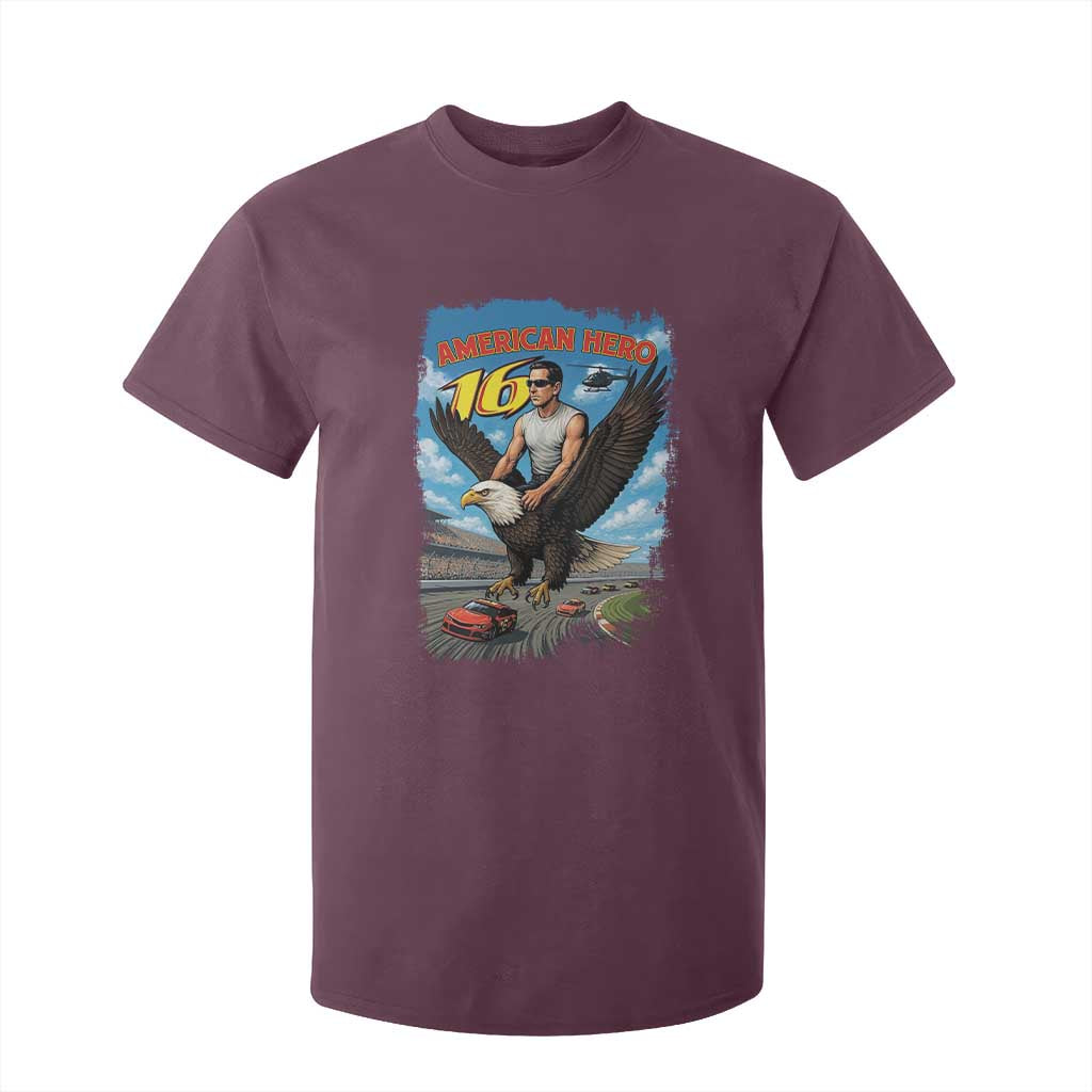 Patriotic Americanana Speed Legend 16 Tribute T Shirt For Kid American Hero Bald Eagle Speedway Memorial TS02 Maroon Print Your Wear