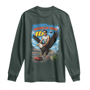 Patriotic Americanana Speed Legend 16 Tribute Long Sleeve Shirt American Hero Bald Eagle Speedway Memorial TS02 Dark Forest Green Print Your Wear