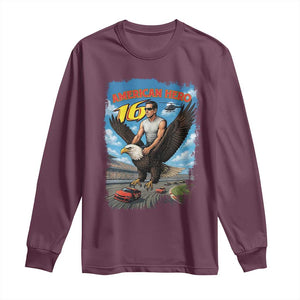 Patriotic Americanana Speed Legend 16 Tribute Long Sleeve Shirt American Hero Bald Eagle Speedway Memorial TS02 Maroon Print Your Wear