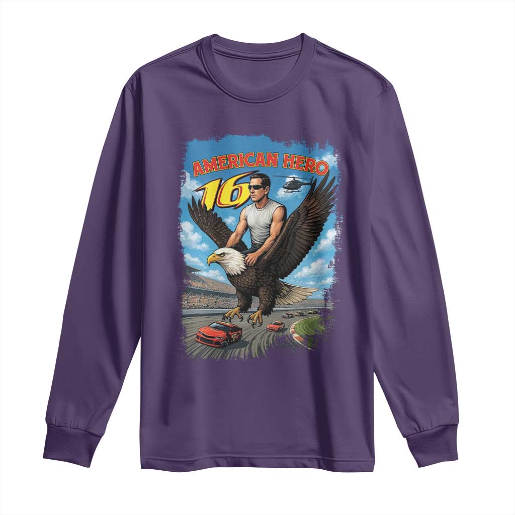 Patriotic Americanana Speed Legend 16 Tribute Long Sleeve Shirt American Hero Bald Eagle Speedway Memorial TS02 Purple Print Your Wear