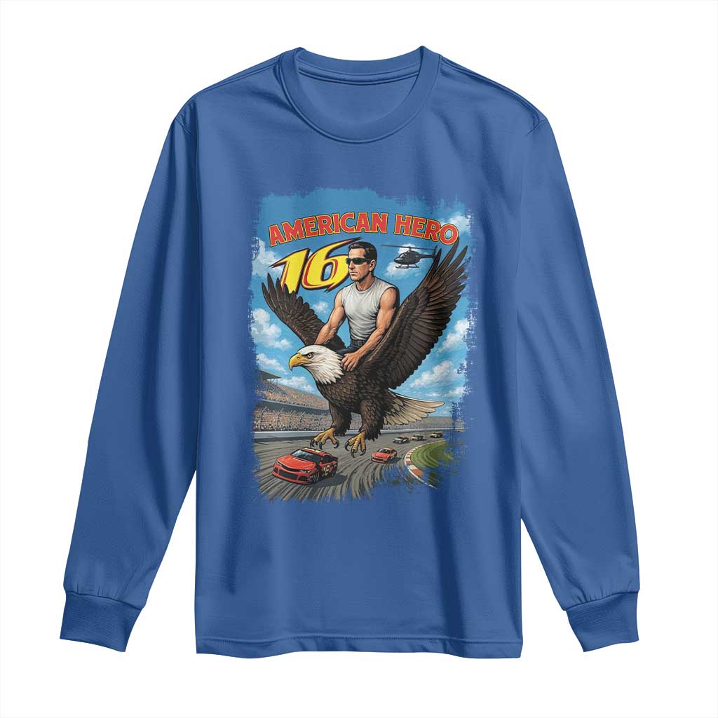 Patriotic Americanana Speed Legend 16 Tribute Long Sleeve Shirt American Hero Bald Eagle Speedway Memorial TS02 Royal Blue Print Your Wear