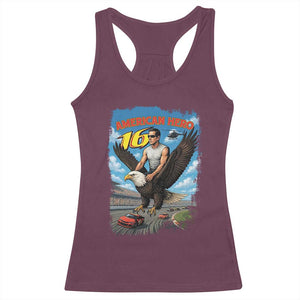 Patriotic Americanana Speed Legend 16 Tribute Racerback Tank Top American Hero Bald Eagle Speedway Memorial TS02 Maroon Print Your Wear