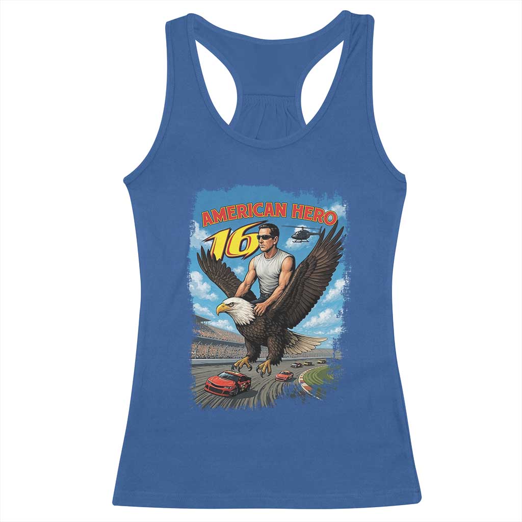 Patriotic Americanana Speed Legend 16 Tribute Racerback Tank Top American Hero Bald Eagle Speedway Memorial TS02 Royal Blue Print Your Wear