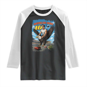 Patriotic Americanana Speed Legend 16 Tribute Raglan Shirt American Hero Bald Eagle Speedway Memorial TS02 Black White Print Your Wear