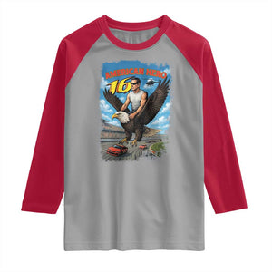 Patriotic Americanana Speed Legend 16 Tribute Raglan Shirt American Hero Bald Eagle Speedway Memorial TS02 Sport Gray Red Print Your Wear