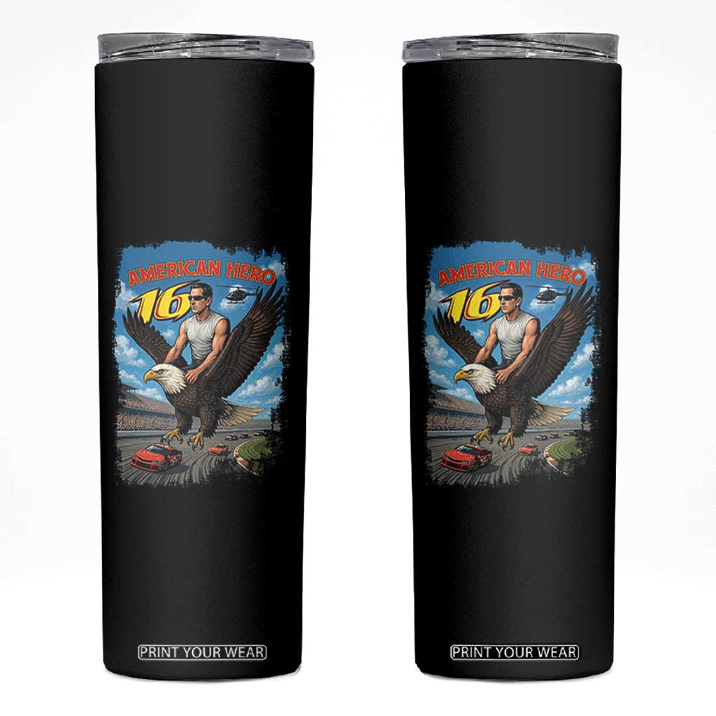 Patriotic Americanana Speed Legend 16 Tribute Skinny Tumbler American Hero Bald Eagle Speedway Memorial TS02 Black Print Your Wear