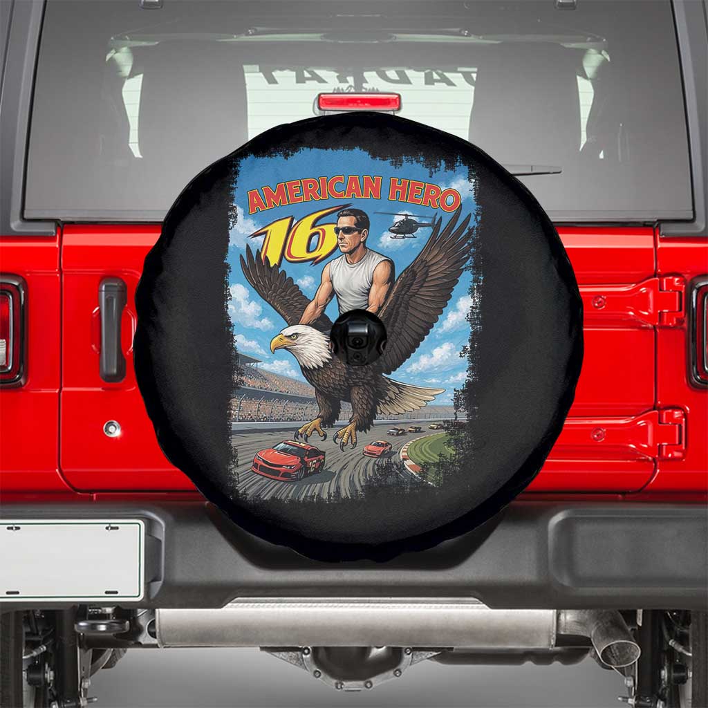 Patriotic Americanana Speed Legend 16 Tribute Spare Tire Cover American Hero Bald Eagle Speedway Memorial TS02 Black Print Your Wear