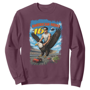 Patriotic Americanana Speed Legend 16 Tribute Sweatshirt American Hero Bald Eagle Speedway Memorial TS02 Maroon Print Your Wear
