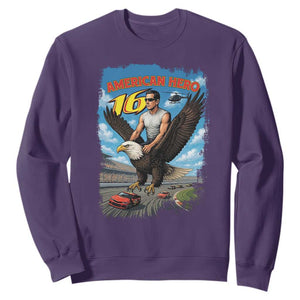 Patriotic Americanana Speed Legend 16 Tribute Sweatshirt American Hero Bald Eagle Speedway Memorial TS02 Purple Print Your Wear