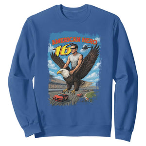 Patriotic Americanana Speed Legend 16 Tribute Sweatshirt American Hero Bald Eagle Speedway Memorial TS02 Royal Blue Print Your Wear